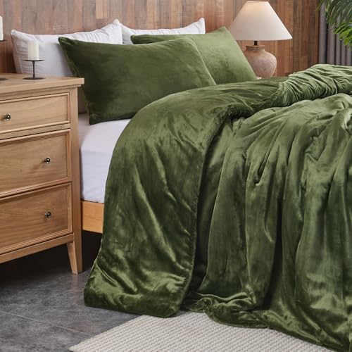 Forest Green Velvet Comforter Set – ultra mekana prošivena trodijelna posteljina